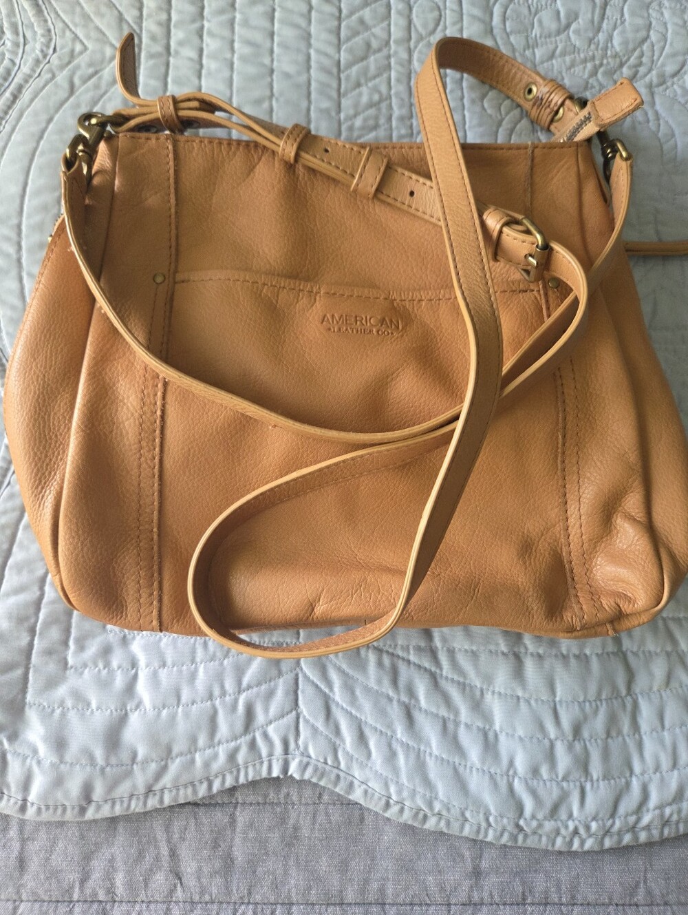 Women’s Leather Crossbody Bag And Wallet - Beige Tan American Leather Company - Picture 4 of 5